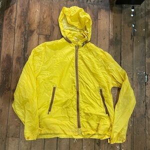 Vintage Distressed Yellow Hooded Windbreaker Jacket